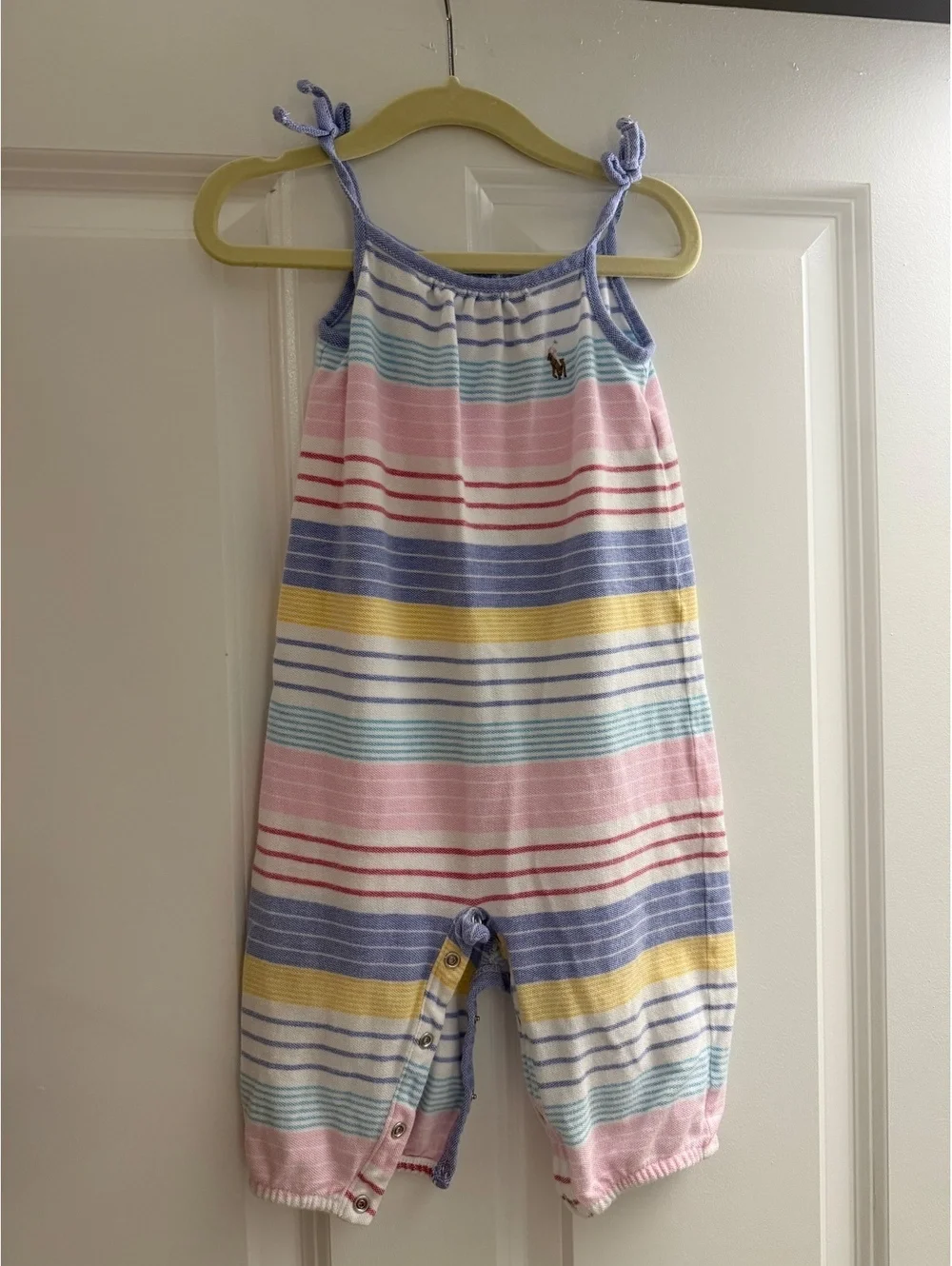 Ralph Lauren Baby Girl Striped Oxford Romper 12M.